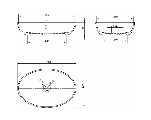Раковина-чаша Abber Karbon 60 AK2041 Черная