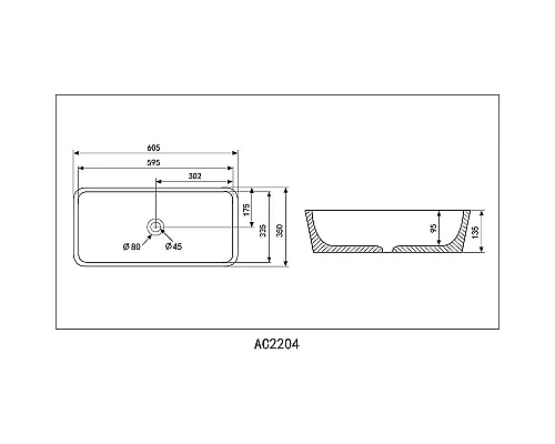 Заказать Раковина-чаша Abber Rechteck 60 AC2204 Белая в магазине сантехники Santeh-Crystal.ru