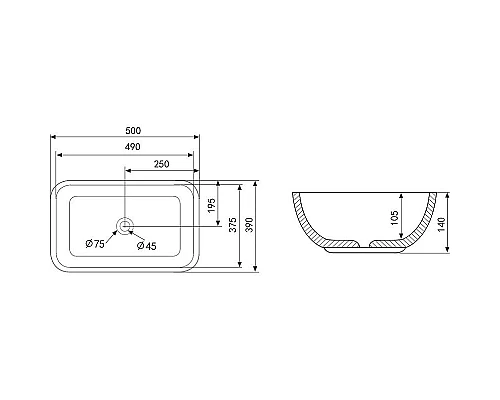 Заказать Раковина-чаша Abber Rechteck 46 AC2200MG Серая матовая в магазине сантехники Santeh-Crystal.ru