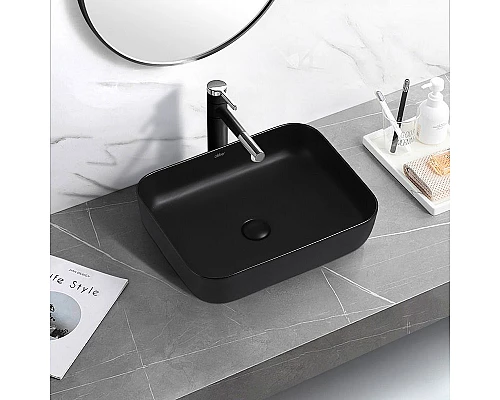 Приобрести Раковина-чаша Abber Rechteck 50 AC2202MB Черная матовая в магазине сантехники Santeh-Crystal.ru