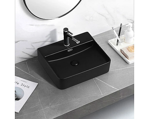 Приобрести Раковина Abber Rechteck 50 AC2203MB Черная матовая в магазине сантехники Santeh-Crystal.ru
