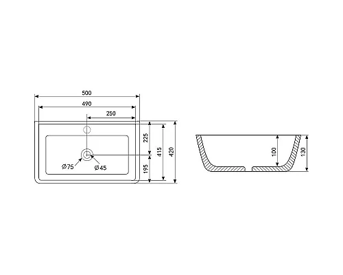 Приобрести Раковина Abber Rechteck 50 AC2203MB Черная матовая в магазине сантехники Santeh-Crystal.ru