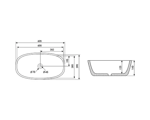 Купить Раковина-чаша Abber Rechteck 60 AC2206MB Черная матовая в магазине сантехники Santeh-Crystal.ru