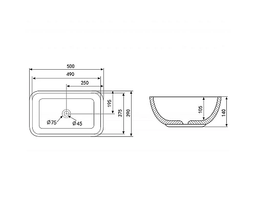 Купить Раковина-чаша Abber Rechteck 50 AC2202MG Серая матовая в магазине сантехники Santeh-Crystal.ru