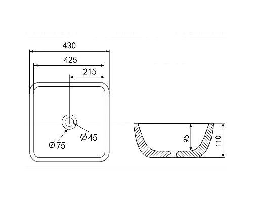 Приобрести Раковина-чаша Abber Rechteck 43 AC2205GG Золото в магазине сантехники Santeh-Crystal.ru