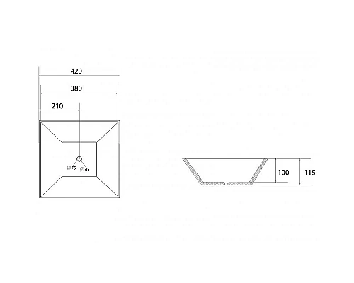 Купить Раковина-чаша Abber Rechteck 42 AC2214MB Черная матовая в магазине сантехники Santeh-Crystal.ru