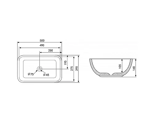 Раковина-чаша Abber Rechteck 50 AC2202MW Белая матовая