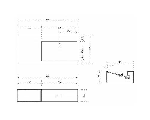 Раковина Abber Stein 100 L AS2640-1.0 L Белая матовая