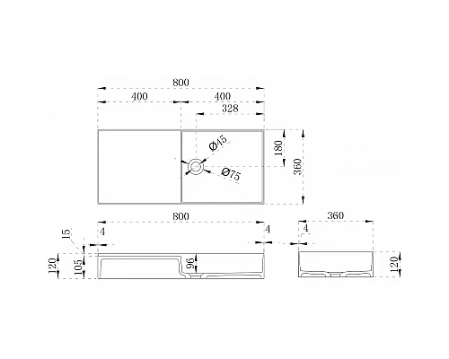 Раковина Abber Stein 80 AS2648 Белая матовая