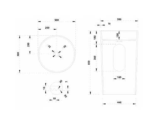 Раковина Abber Stein 50 AS2501-H Белая матовая