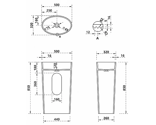 Раковина Abber Stein 50 AS2504-H Белая матовая