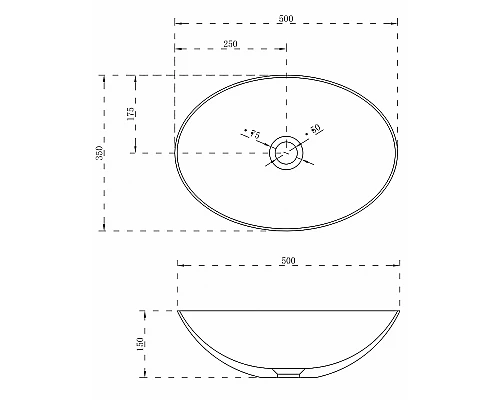 Раковина-чаша Abber Stein 50 AS2609 Белая матовая