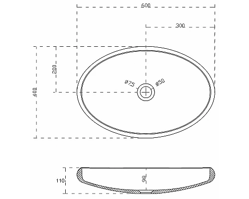 Раковина-чаша Abber Stein 60 AS2614 Белая матовая