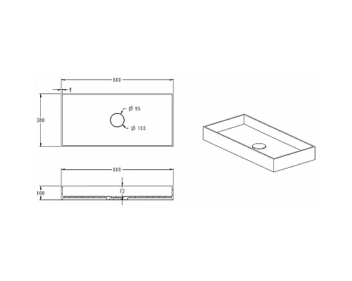 Раковина-чаша Abber Stein 80 AS2622 Белая матовая