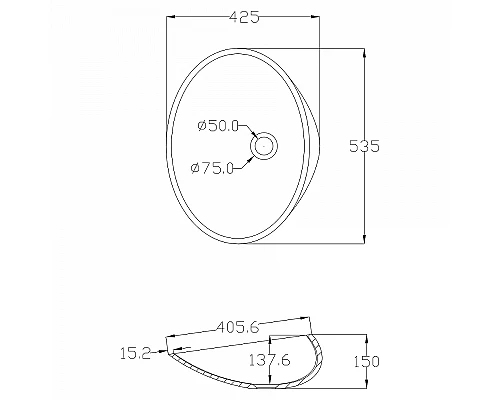 Раковина-чаша Abber Stein 54 AS2616 Белая матовая