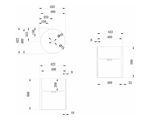 Раковина Abber Stein 42 AS2625 угловая Белая матовая