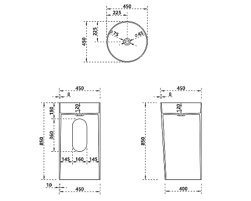 Раковина Abber Stein 45 AS2506-H Белая матовая