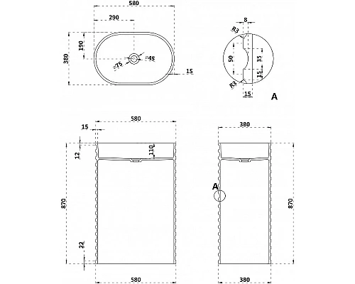 Раковина Abber Stein 58 AS2550 Белая матовая