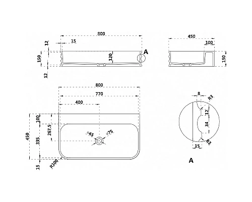 Раковина Abber Stein 80 AS2651-0.8 Белая матовая
