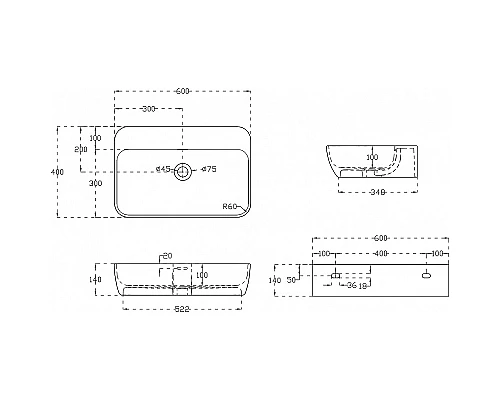 Раковина Abber Stein 60 AS2654 Белая матовая