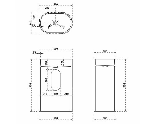 Раковина Abber Stein 58 AS2551-H Белая матовая