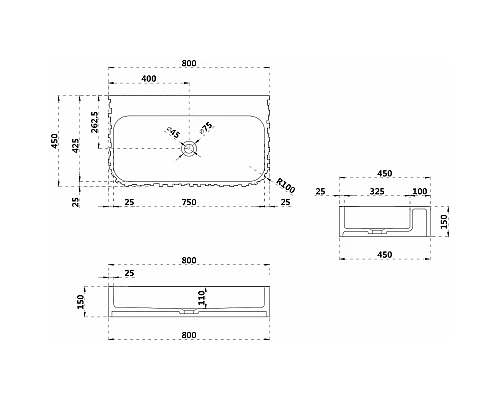 Раковина Abber Stein 80 AS2652-0.8 Белая матовая