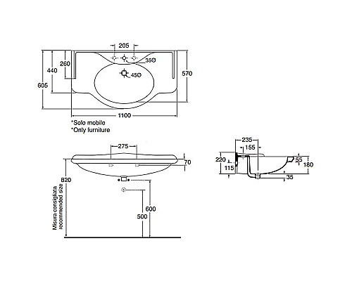 Купить Раковина Azzurra Giunone 110 GIU200110/ALZA bix1 Белая в магазине сантехники Santeh-Crystal.ru