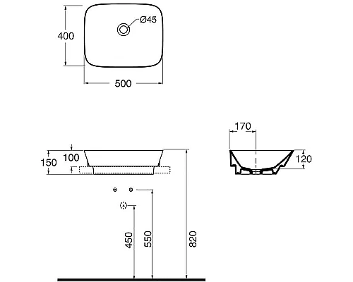 Приобрести Раковина-чаша Azzurra Prua 50 PRLN05040000BI/(PRU50/IN bi)x0 Белая в магазине сантехники Santeh-Crystal.ru