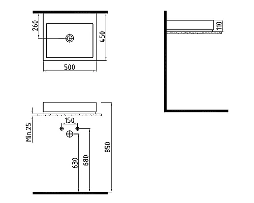 Приобрести Раковина Bien Infinitum 50 INLG05001VD1W5000 Белая в магазине сантехники Santeh-Crystal.ru