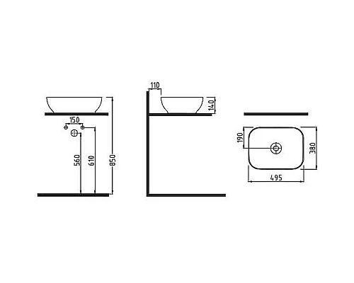 Купить Раковина-чаша Bien Motto 49 MTLG05003FD0W5000 Белая в магазине сантехники Santeh-Crystal.ru