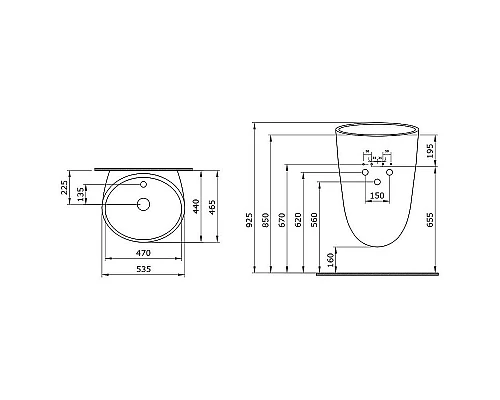 Купить Раковина Bocchi Venezia 53 1083-004-0126 Черная матовая в магазине сантехники Santeh-Crystal.ru