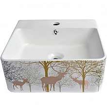 Раковина-чаша Bronze de Luxe 42 1060GD Белый глянец с золотистым рисунком