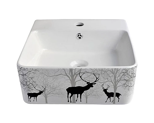 Заказать Раковина-чаша Bronze de Luxe 42 1060BD Белый глянец с серо-черным рисунком в магазине сантехники Santeh-Crystal.ru