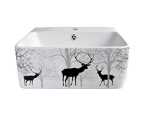 Заказать Раковина-чаша Bronze de Luxe 42 1060BD Белый глянец с серо-черным рисунком в магазине сантехники Santeh-Crystal.ru