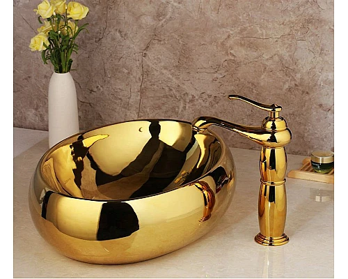 Заказать Раковина-чаша CeramaLux 48 433GG Золотая в магазине сантехники Santeh-Crystal.ru