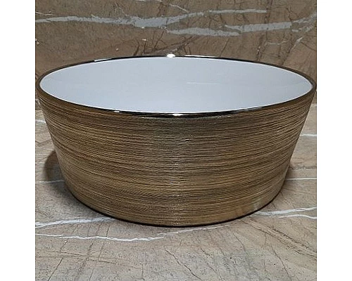 Купить Раковина-чаша CeramaLux 37 C1055 Бело-золотая в магазине сантехники Santeh-Crystal.ru