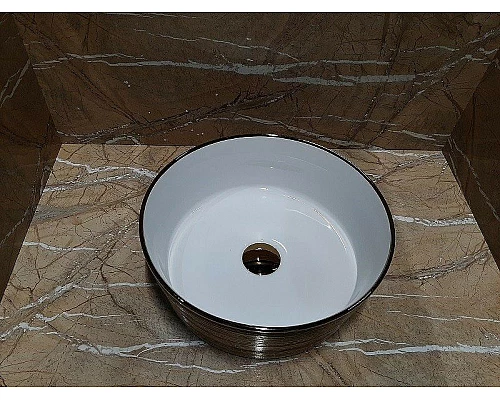 Купить Раковина-чаша CeramaLux 37 C1055 Бело-золотая в магазине сантехники Santeh-Crystal.ru