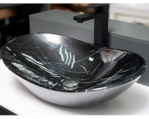 Заказать Раковина-чаша CeramaLux 60 7404BM Черный мрамор в магазине сантехники Santeh-Crystal.ru