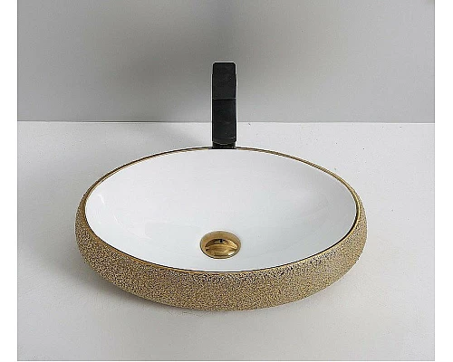 Купить Раковина-чаша CeramaLux 49 433J Бело-золотая в магазине сантехники Santeh-Crystal.ru