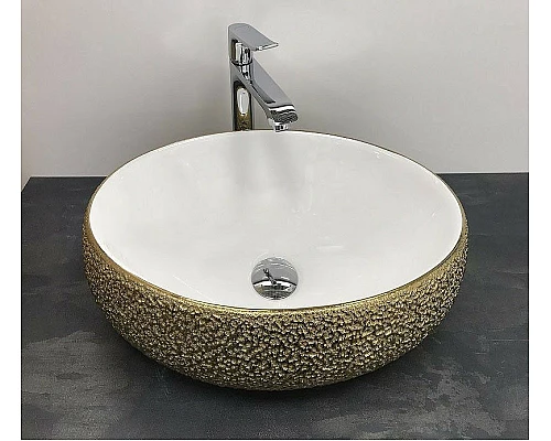 Купить Раковина-чаша CeramaLux 49 433J Бело-золотая в магазине сантехники Santeh-Crystal.ru