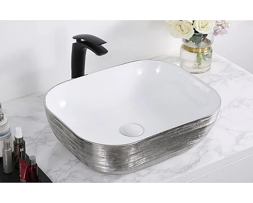 Приобрести Раковина-чаша CeramaLux 46 D1333H131 Серебро Белая в магазине сантехники Santeh-Crystal.ru