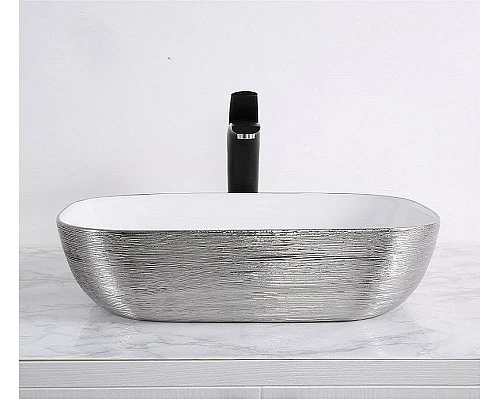 Приобрести Раковина-чаша CeramaLux 46 D1333H131 Серебро Белая в магазине сантехники Santeh-Crystal.ru