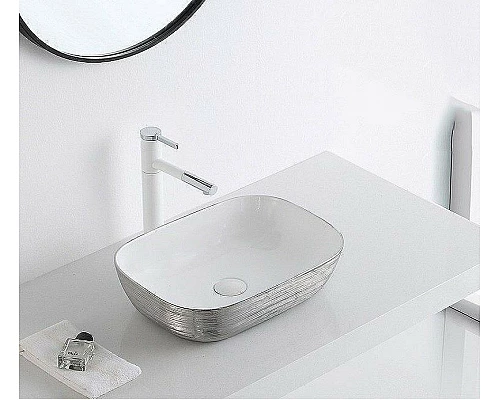 Приобрести Раковина-чаша CeramaLux 46 D1333H131 Серебро Белая в магазине сантехники Santeh-Crystal.ru