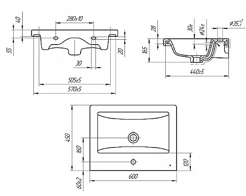 Купить Раковина Cersanit Como 60 S-UM-COM60/1-w подвесная Белая в магазине сантехники Santeh-Crystal.ru