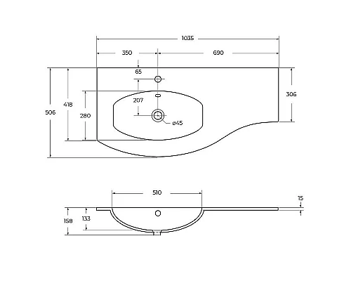 Купить Раковина Cezares Vague 104 L 82409 Extra Bianco в магазине сантехники Santeh-Crystal.ru