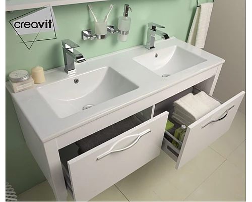 Заказать Раковина Creavit Su 121 SU121-00CB00E-0000 двойная Белая в магазине сантехники Santeh-Crystal.ru