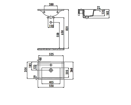 Приобрести Раковина Creavit Su 55 SU055-00CB00E-0000 Белая в магазине сантехники Santeh-Crystal.ru