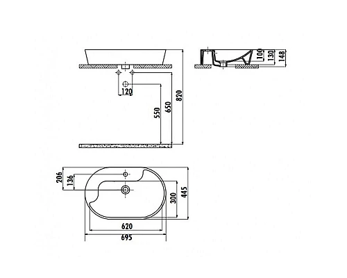 Купить Раковина Creavit Topic 70 TP172-00CB00E-AK00 Золото в магазине сантехники Santeh-Crystal.ru