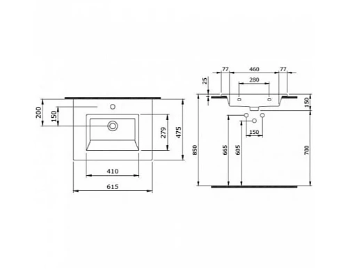 Приобрести Раковина Creto Bocchi Milano 60 1161-001-0126 Белая глянцевая в магазине сантехники Santeh-Crystal.ru