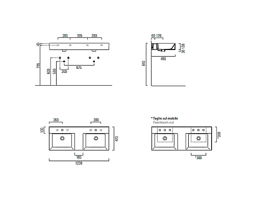 Заказать Раковина GSI Kube X 120 9425111 двойная Белая в магазине сантехники Santeh-Crystal.ru